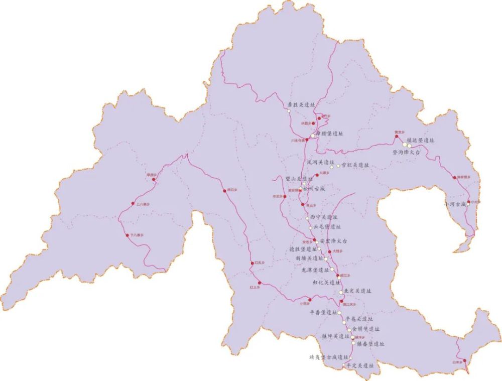 松潘县关堡古城遗址分布图