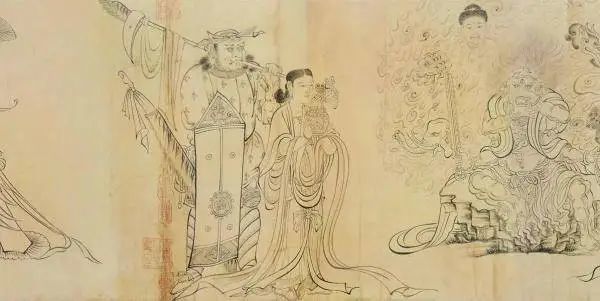 唐 吴道子《送子天王图》局部 日本大阪市立美术馆藏