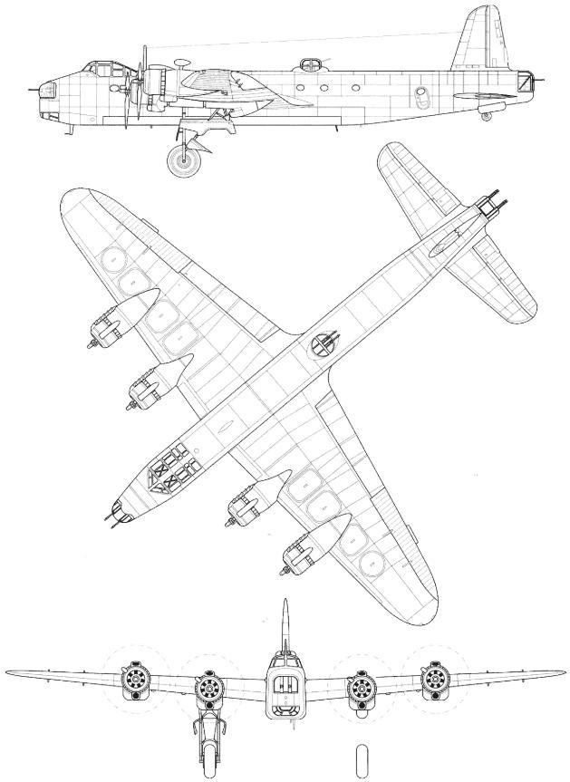 "斯特林"轰炸机三视图