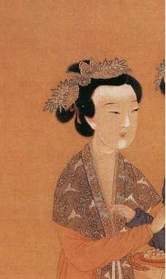 宋徽宗皇后画像,脸上贴了多个面靥 古代女子中较为夸张的"三白妆"