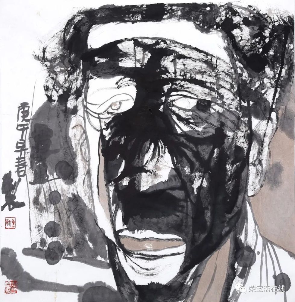 刘进安《面庞》69x70cm 纸本