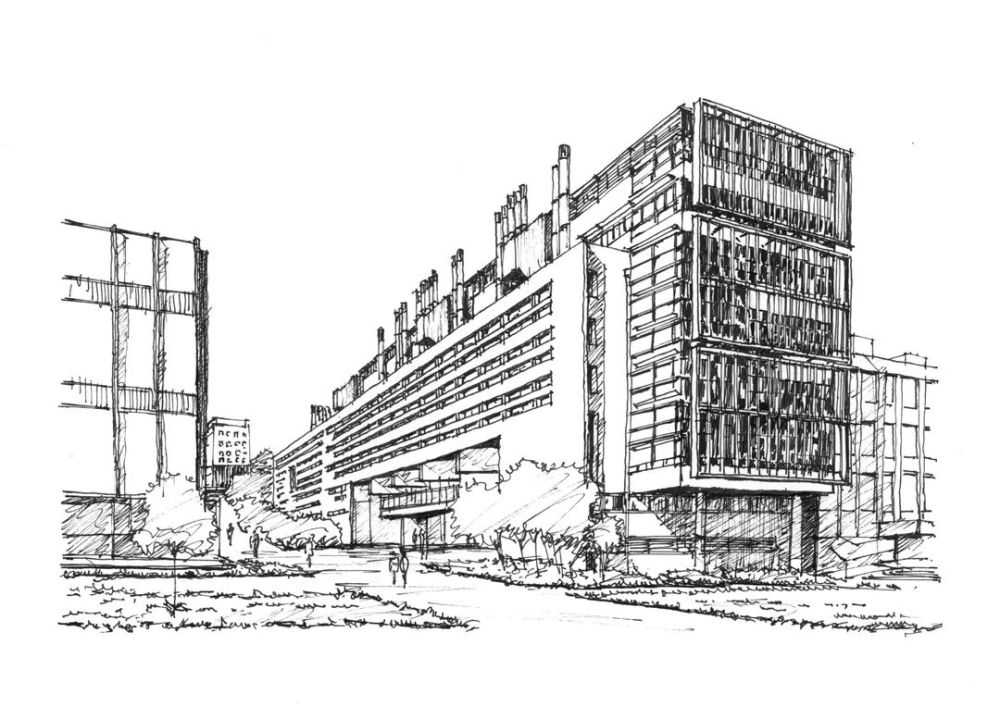 不只是好看!他画了11张建筑钢笔画,带你走进建筑手绘