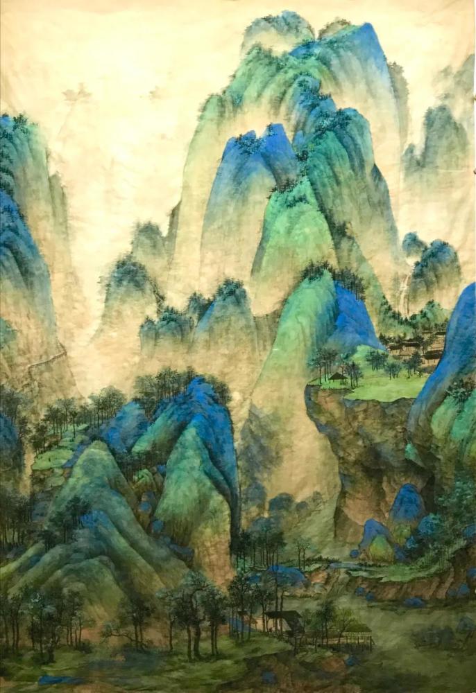 《寂静之声》,224x136.8cm,绢本大青绿,日期:2020.2