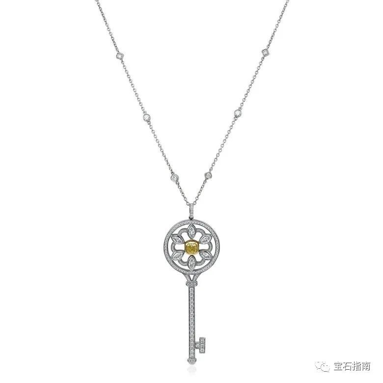 tiffany keys 黄钻配钻石吊坠项链 tiffany & co.