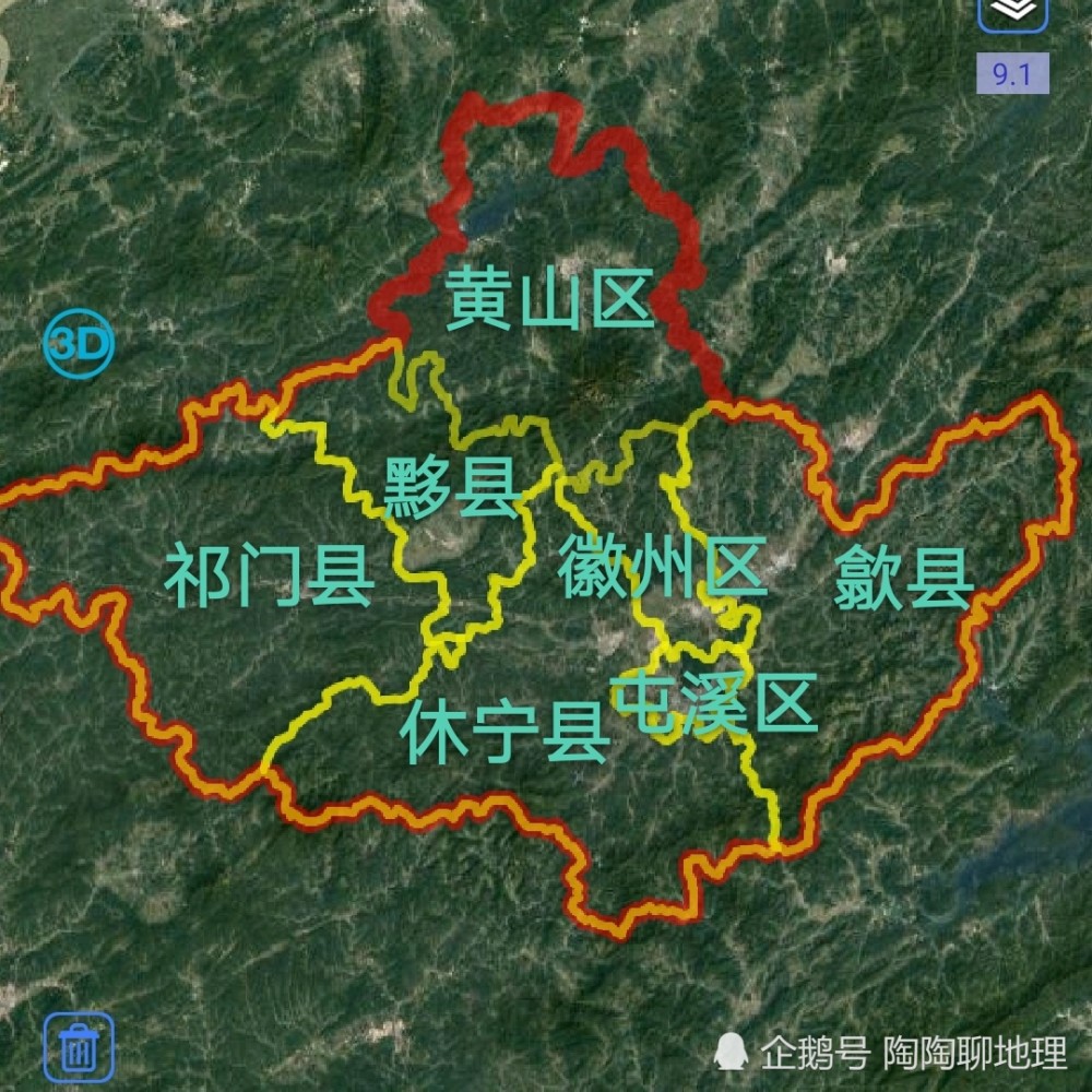 安徽省黄山市3区4县建成区面积排名最大是屯溪区最小是黟县