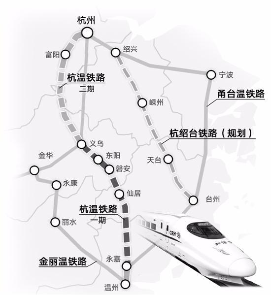 涉及到浙江台州的杭绍台铁路,杭温铁路沿途站点地铁化