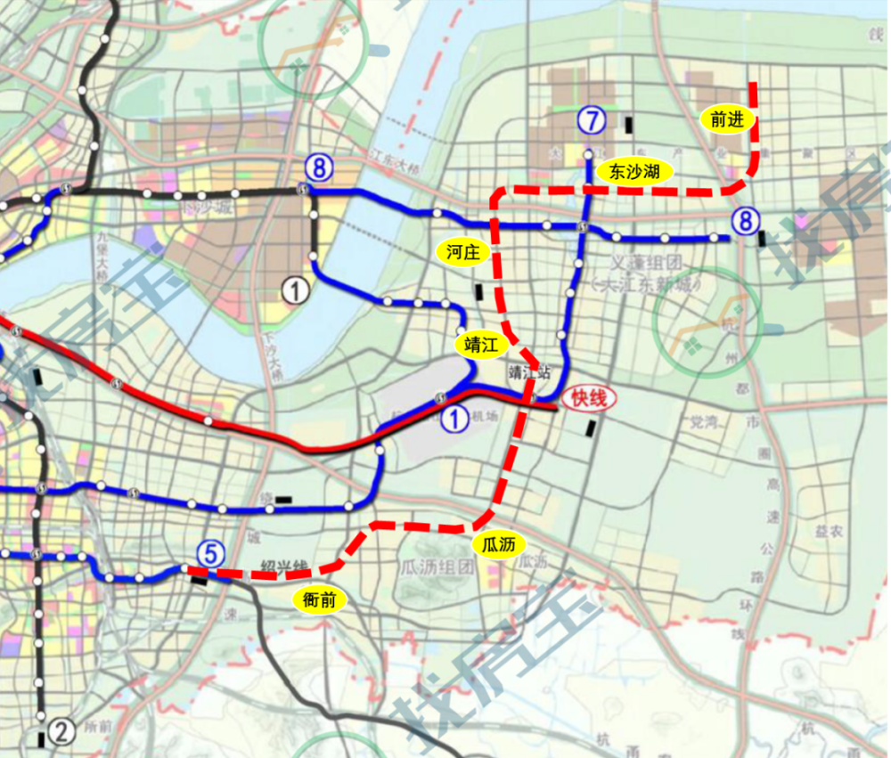 地铁13号线将成为一条连接萧山与大江东的大动脉, 从南往北分别串联起
