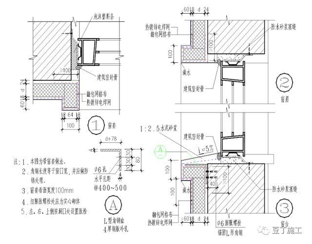 图5-9带窗套窗口节点示意图 (4),凸窗做法