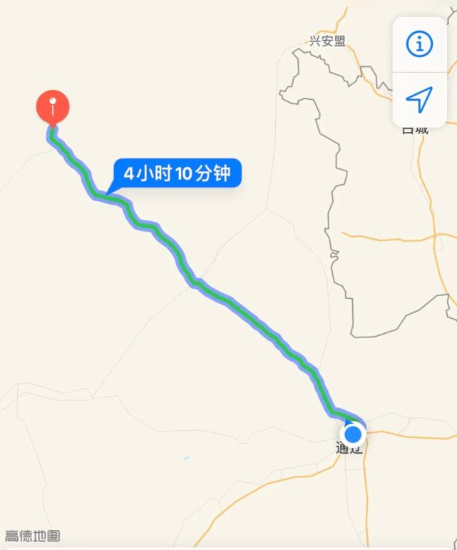 自驾游推荐路线:通辽市区出发,沿304国道向西北行驶4小时10分钟到达可
