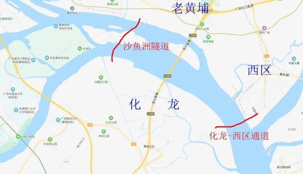 与番禺汽车小镇不同的是,本次沙鱼洲隧道在区位上则是距离老黄埔中心