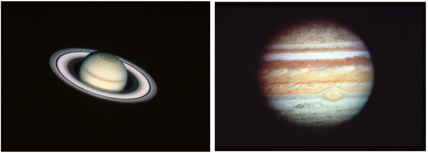 左图:1990年哈勃望远镜所拍摄的土星.