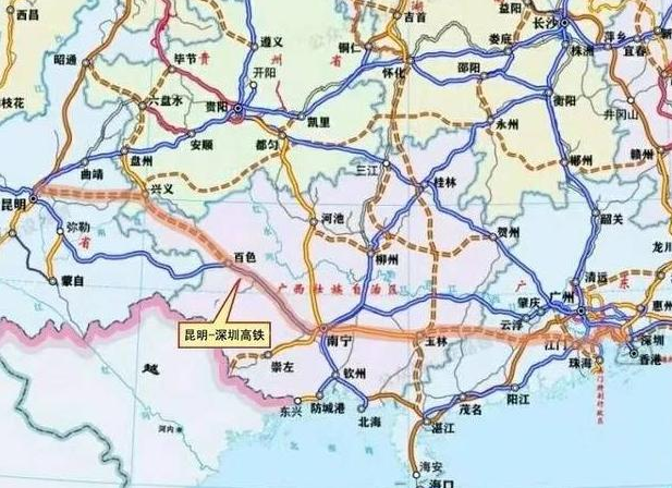 云南,广东在规划一条高铁,全长1280公里,途经39站!