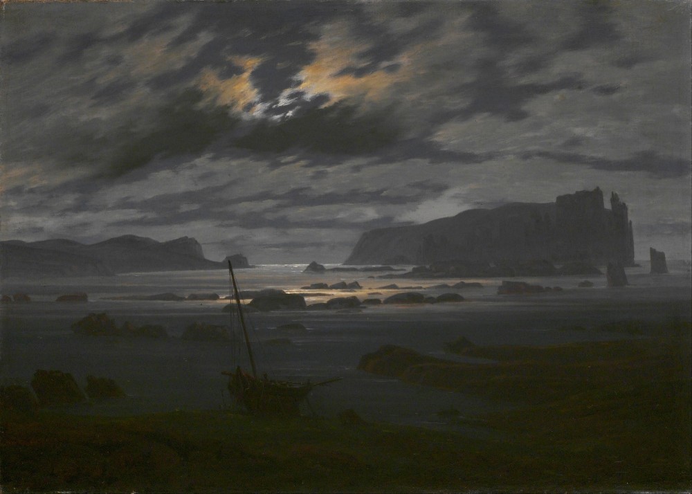 月光油画:月光下的森林,海滨月光-大卫·弗里德里希