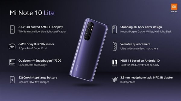 小米Note 10 Lite海外发布，官方确认无缘中国市场