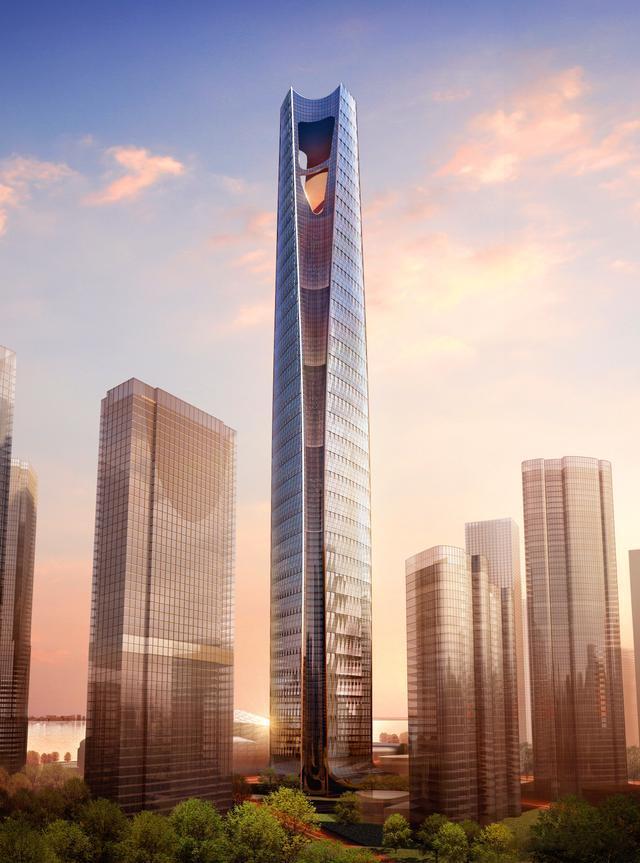 高度:568米 设计:som 高度:521米 设计:tfp farrells 高度:518米
