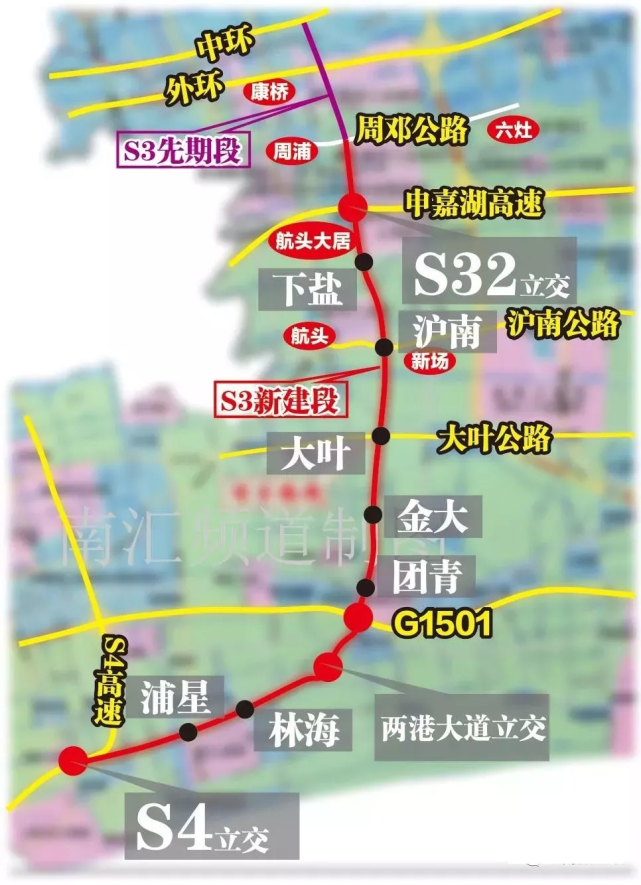 位于s3公路先期实施段周邓公路,自北向南途经浦东新区周浦镇,航头镇