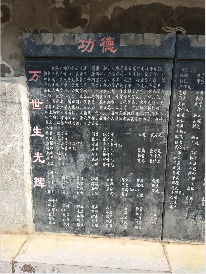 厚村的新祠堂前面有石碑记载族人迁居历史