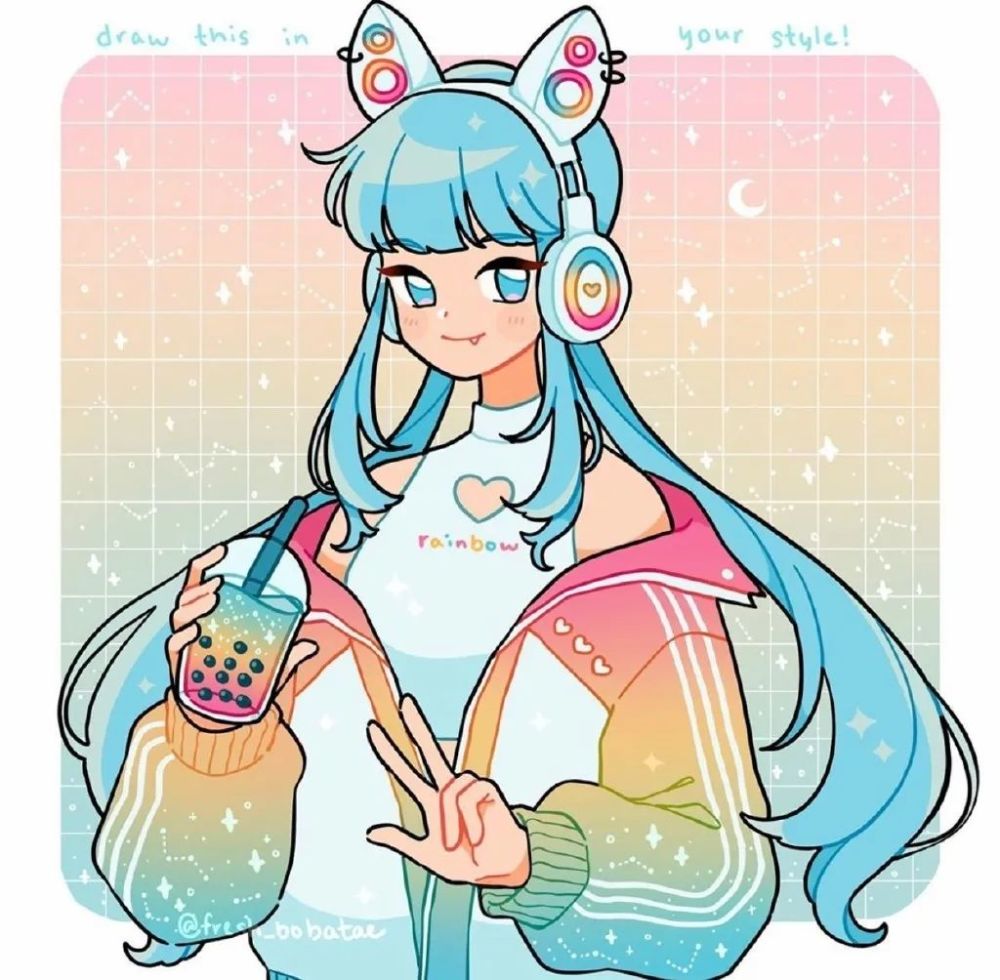 青春少年少女糖果色手绘头像 请允许我成为你的春夏