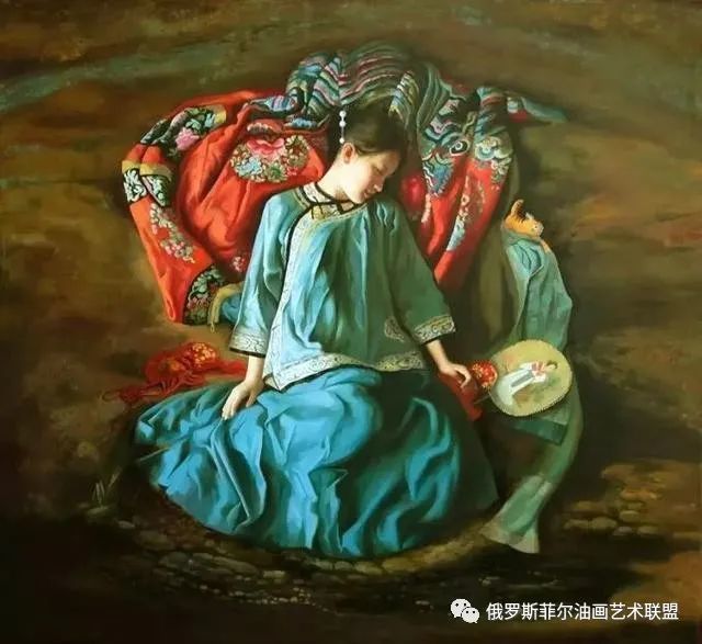 鲁美女教授超写实油画欣赏画中少女青春靓丽,细腻逼真!
