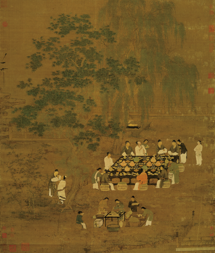赵佶《文会图轴》(局部),绢本设色,184.4×123.9cm,宋代