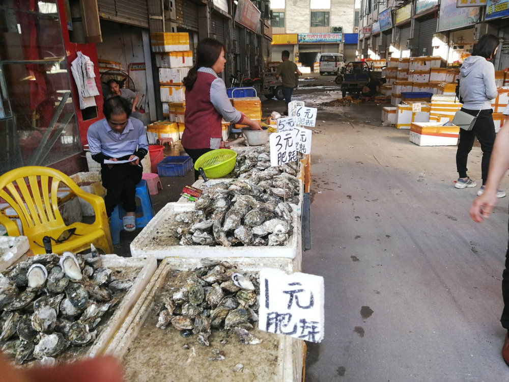 广州"至抵食"海鲜市场,随处见1元1只生蚝,新鲜肥美,地铁直达
