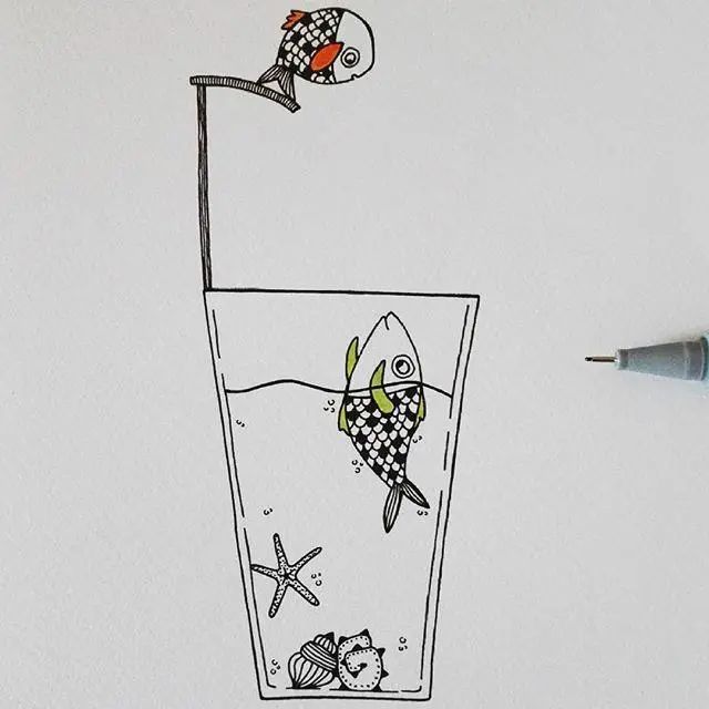每天学一幅简笔画针管笔手绘简笔画素材大家学起来