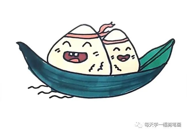 每天学一幅简笔画各种可爱的端午节卡通粽子简笔画步骤教程大全
