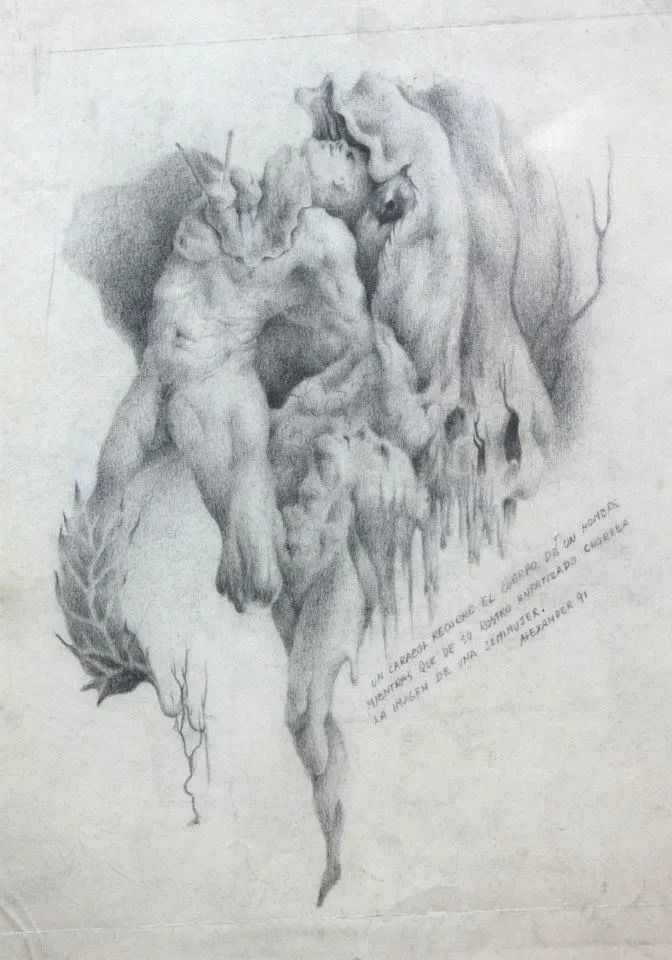 秘鲁画家伊达尔戈的幻想,超现实主义素描