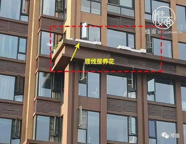 腰线层:腰线是开发商为了建筑更加有层次感,做的外立面装饰,腰线的