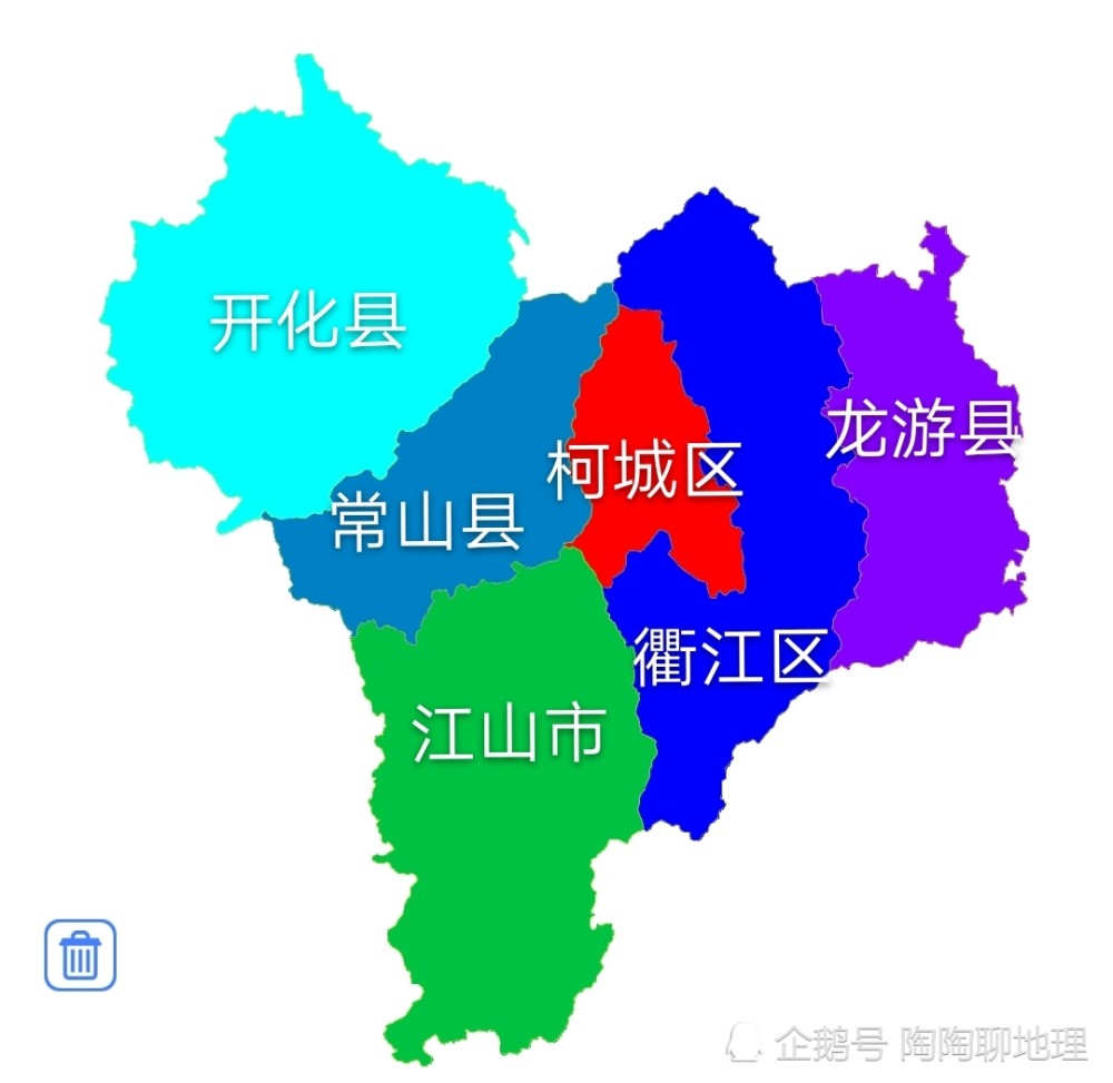 衢州市2区3县1市,建成区面积排名,最大是柯城区,最小是开化县