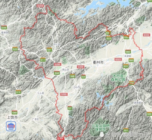 衢州市在浙江省的地理位置图