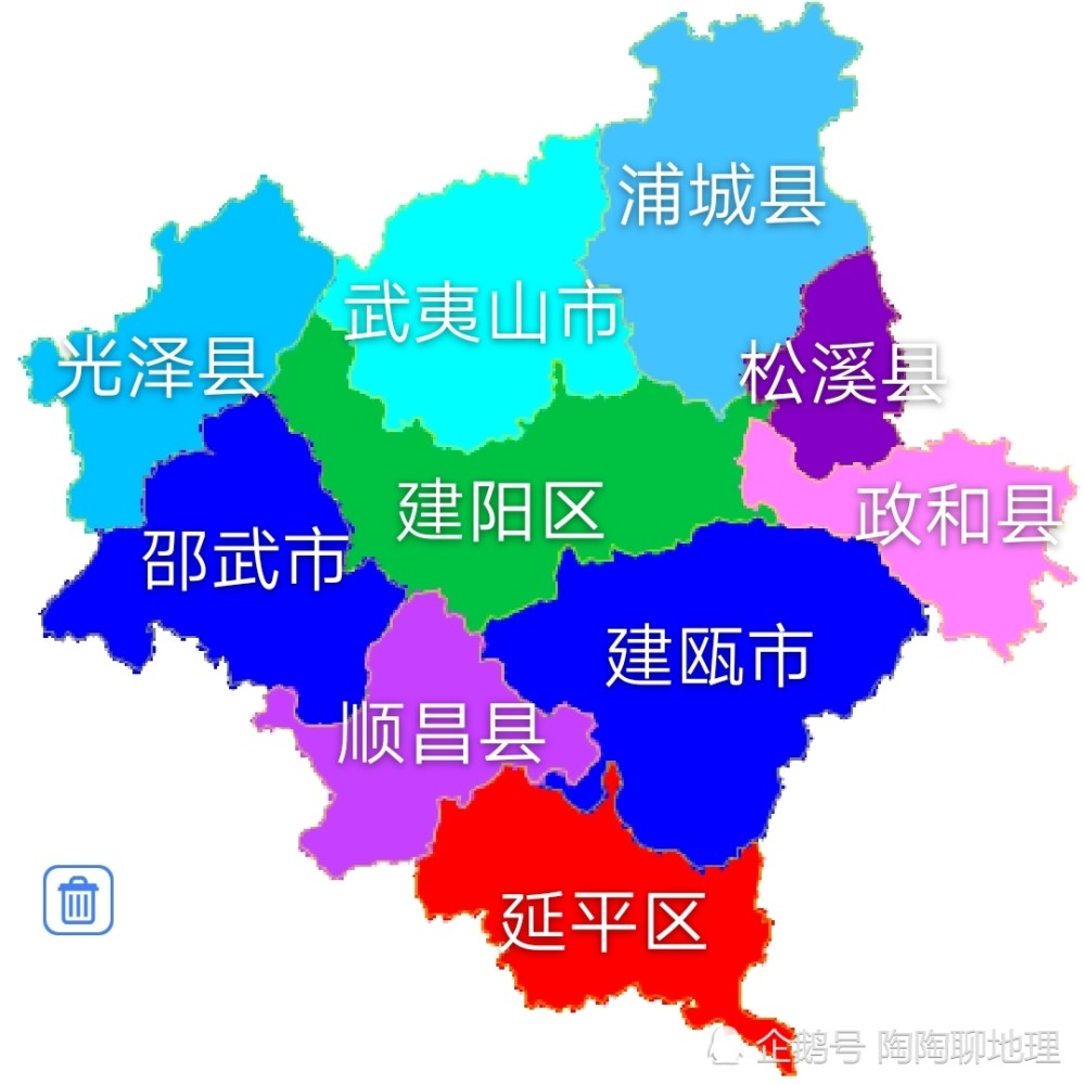 南平市的地形图虽然地名含有"平"字,但是境内几乎没有较大块的平地