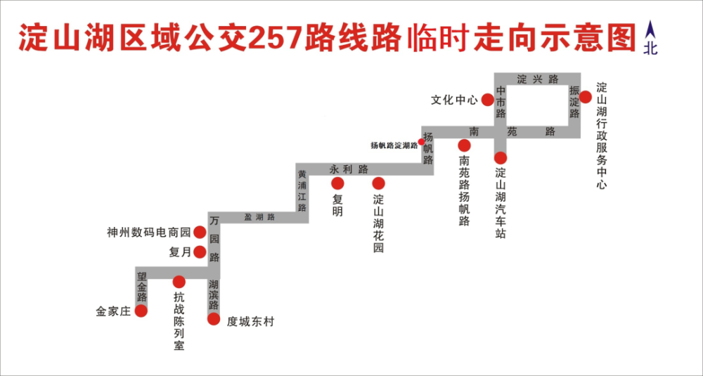 公交257,359路线路临时走向示意图