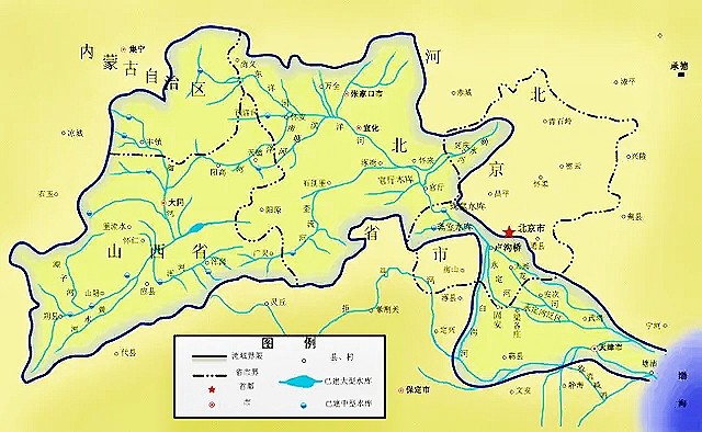 永定河是海河流域的七大水系之一,为河北系的最大河流.