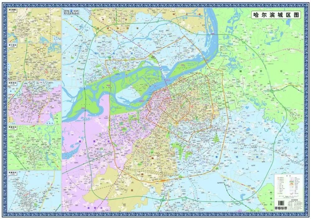 平房街区,阿城街区,双城街区五幅地图,全面客观地反映了哈尔滨城市