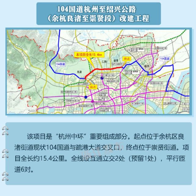 段工程,104国道杭州至绍兴公路(余杭良渚至崇贤段)改建工程,329国道