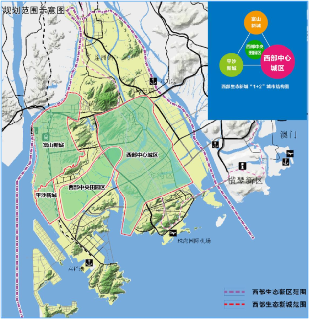 中心就是湖心路两侧的区域,而金湾片区中心就是现在的航空城所在范围
