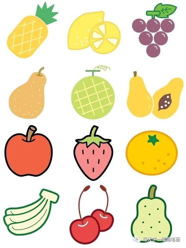每天学一幅简笔画-48种水果简笔画画法