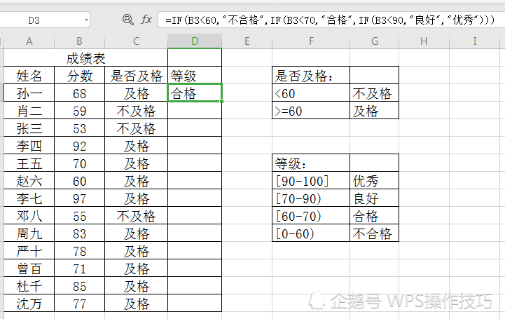 excel表格if函数嵌套_excel中if嵌套函数_if函数嵌套的使用方法