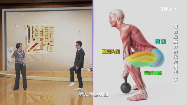 深蹲时会带动大腿前群肌肉,臀肌,后群肌肉,可以锻炼下肢和骨盆.