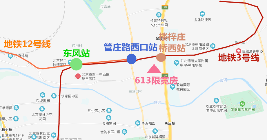 地铁3号线一期工程西起东城区东四十条站,东至朝阳区曹各庄北站,经过