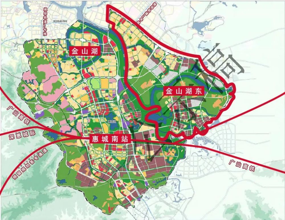 (金山新城规划 图片来源于惠州市自然资源局)区域内拟设定马安站,规划
