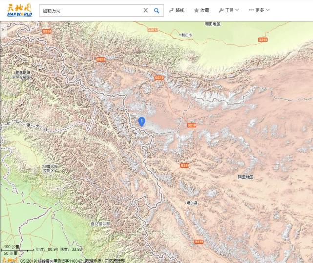 地图直观感受中印边境加勒万河谷的地形地貌