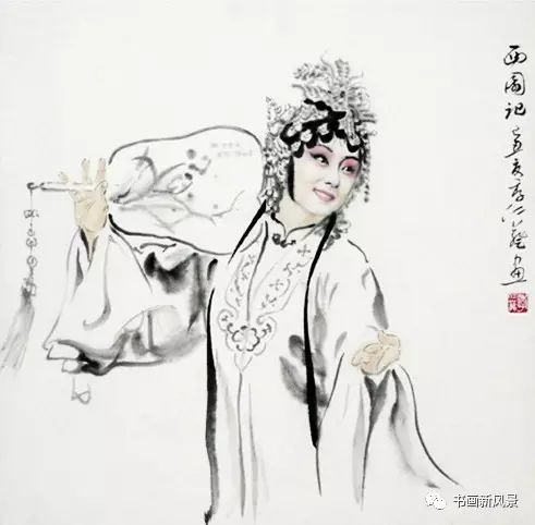 这是画家季仁葵(1944-)笔下一组唯美的京剧人物水墨作品,其出神入化