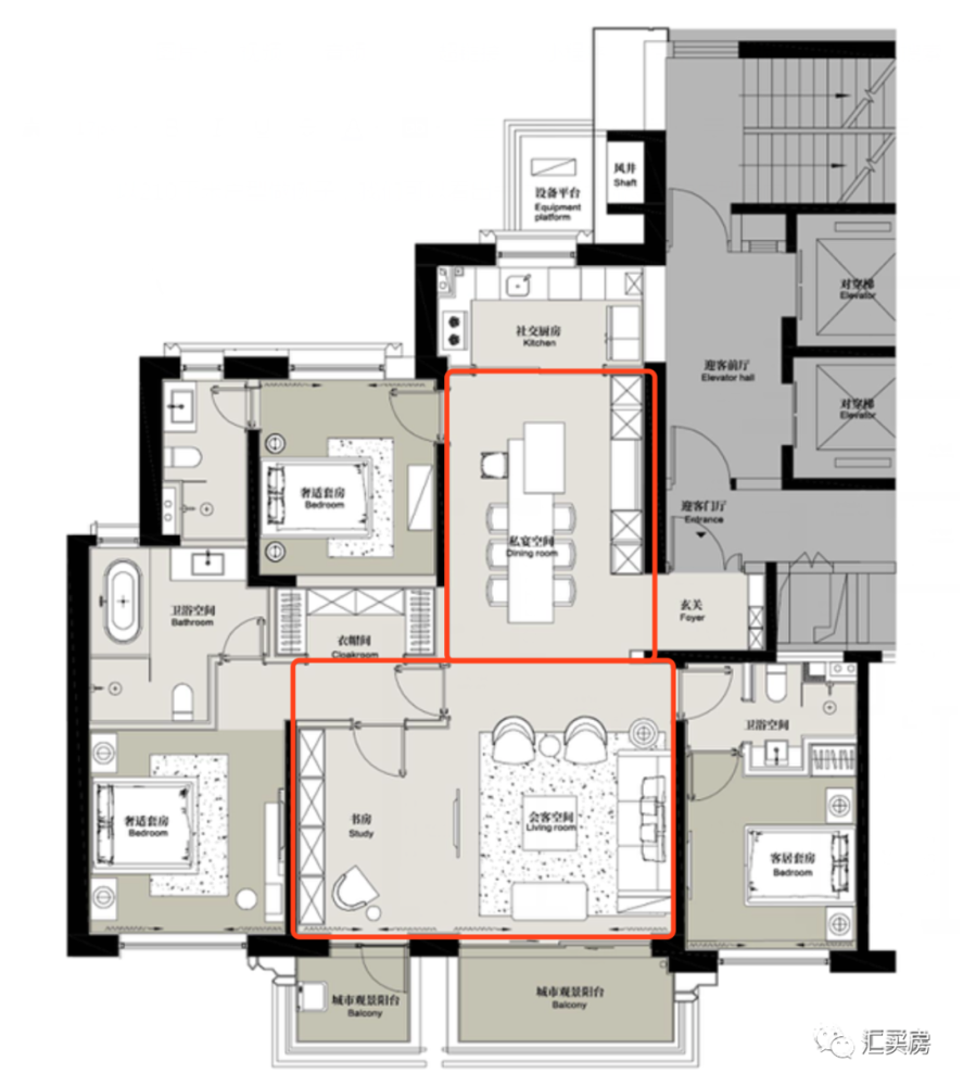 世茂天誉建筑面积约210㎡户型图