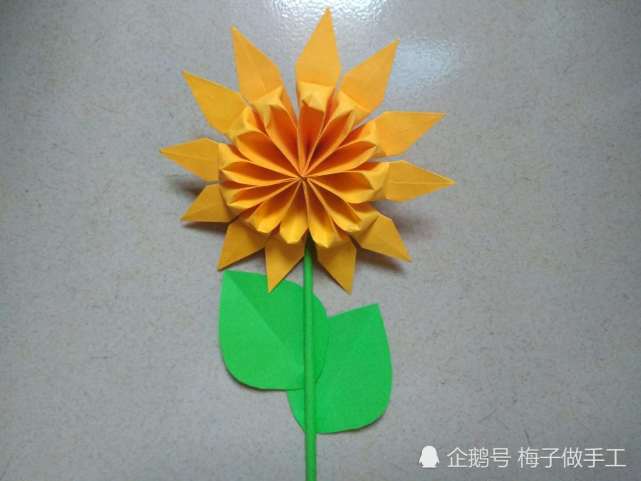 儿童手工折纸,向日葵怎么折简单又好看?来一起手工diy