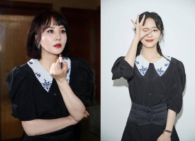 51岁陶红换对发型，剪齐刘海短发阿姨变姐姐，撞衫90后小花也不输