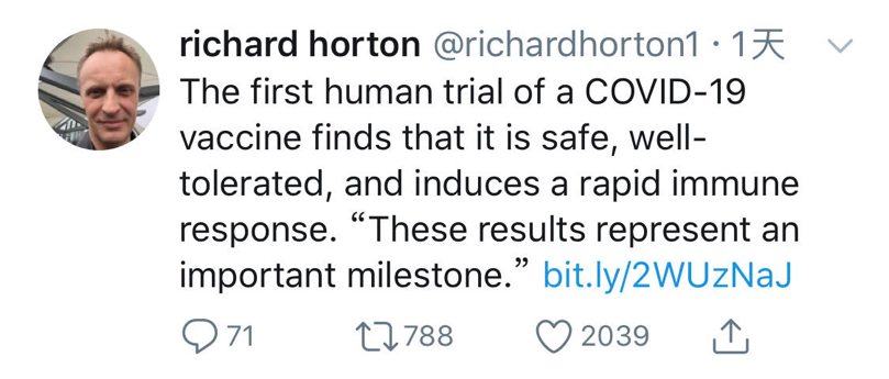 世界首个新冠病毒疫苗人体试验安全，中国贡献巨大