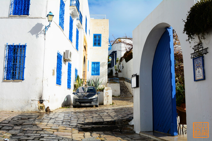 小镇名字叫sidi bou said, 与圣托里尼不同,这里是地中海不是爱情海