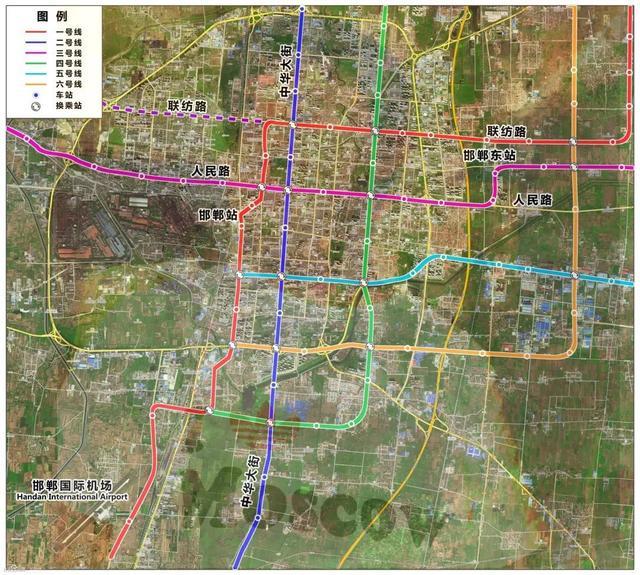邯郸规划6条地铁线路,212km,车站139座,打造河北南部中心城市